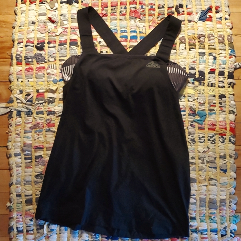 Adidas Layer Sports Tank Top Size XS Black & White